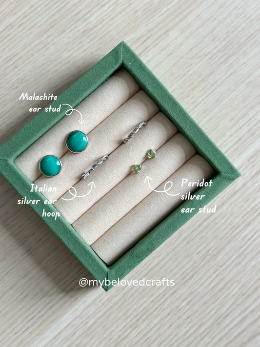 Peridot Heart Cut Prong Set Sterling Silver Stud