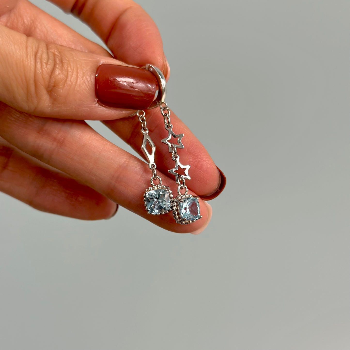 Topaz And Star Sterling Silver Ear Hoop