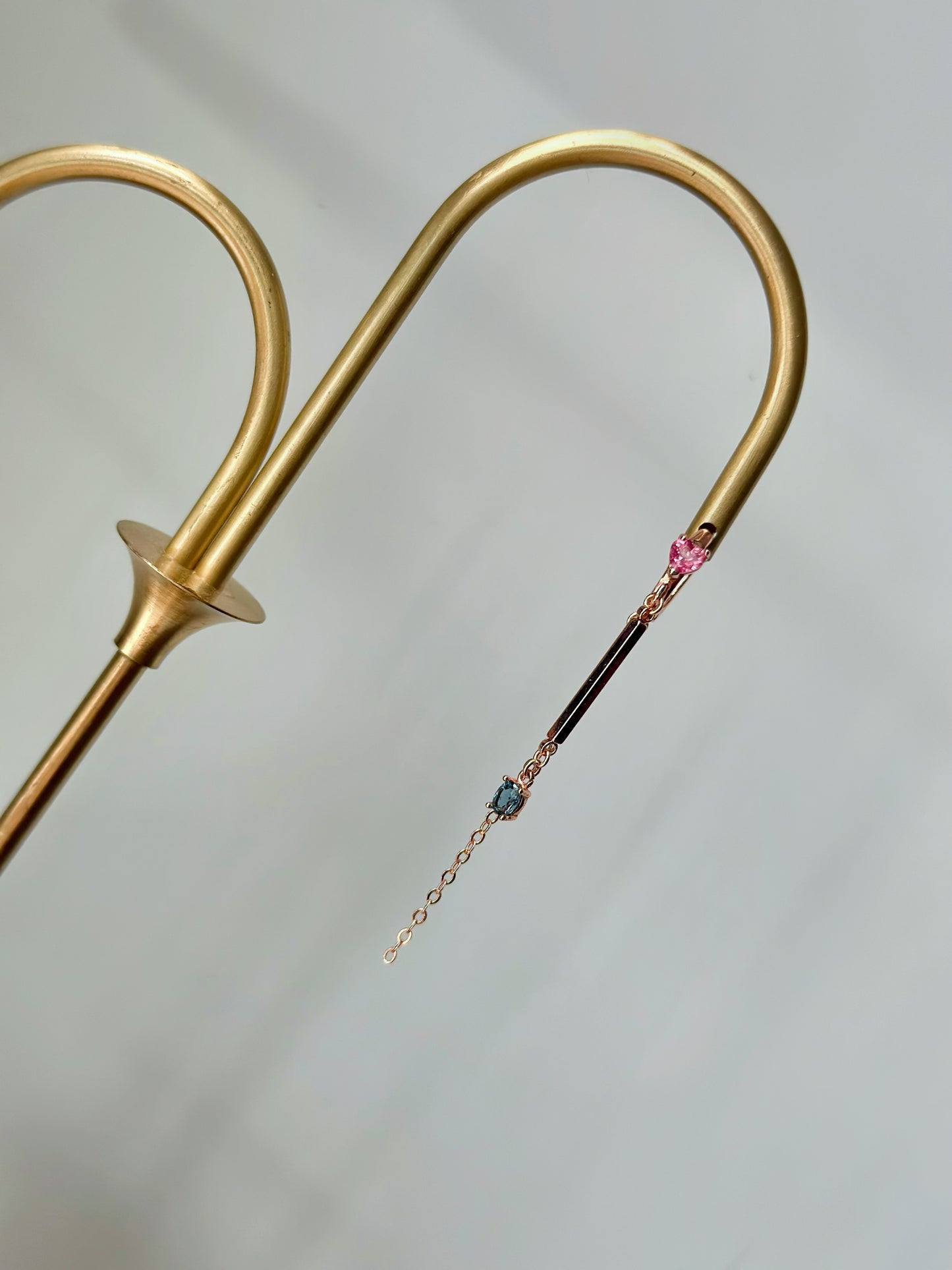 Pink Tourmaline Heart And Topaz Rose Gold-plated Ear Hoop