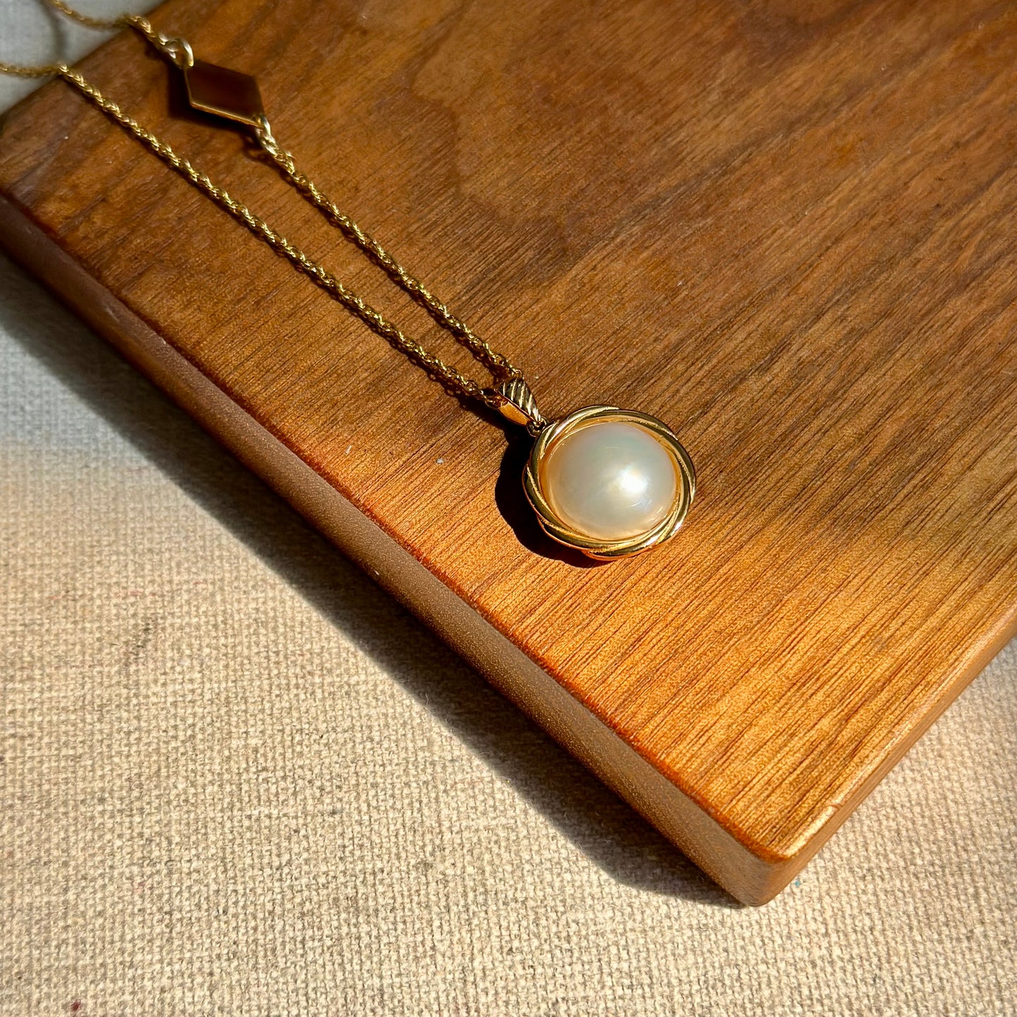 Mabe Pearl Asymmetric Long Gold-plated Necklace