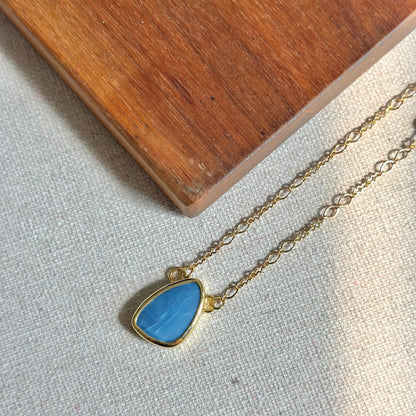 Blue Opal And Freshwater Pearl Gold-plated Necklace