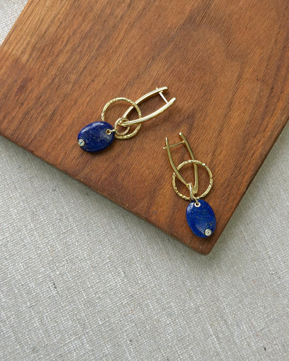 Lapis & Topaz Multi-way Gold-plated Ear Hoop