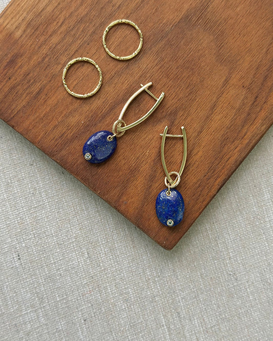 Lapis & Topaz Multi-way Gold-plated Ear Hoop