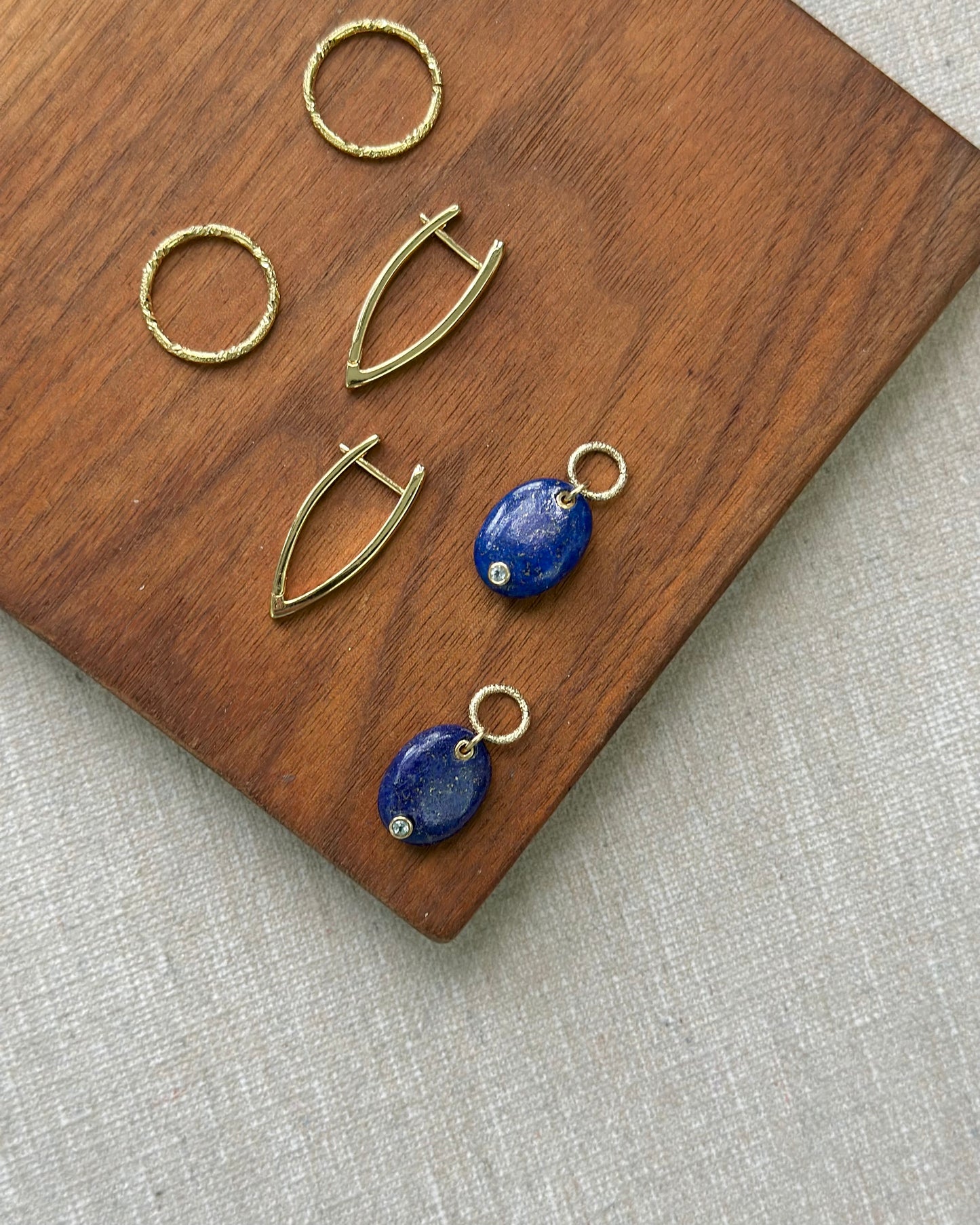 Lapis & Topaz Multi-way Gold-plated Ear Hoop