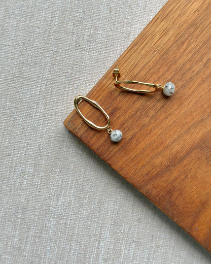 Dendritic Agate Cutout Gold-plated Earring