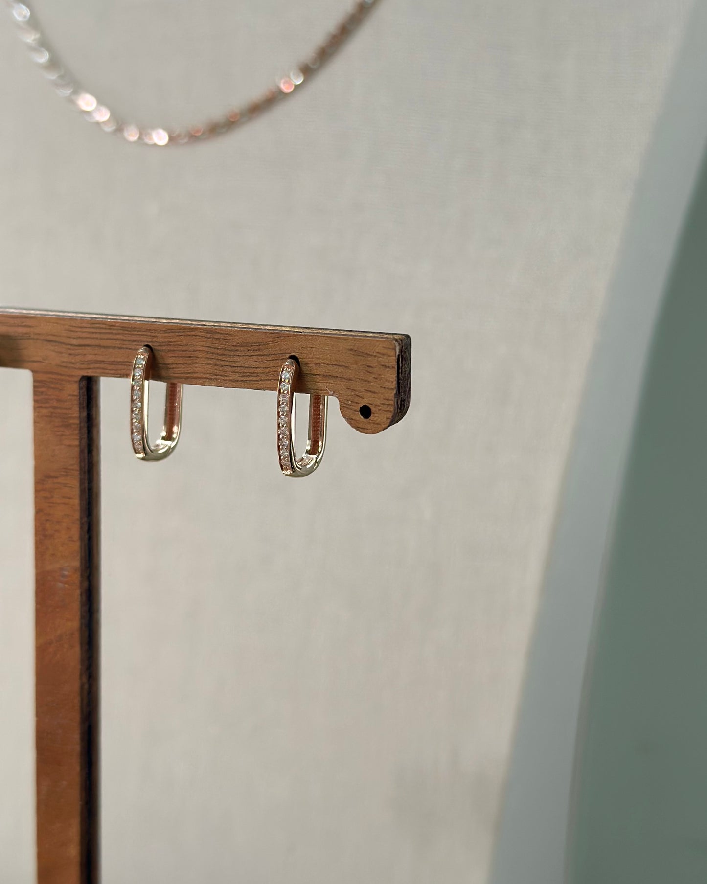 10K Solid Rose Gold Natural Diamond Ear Hoop