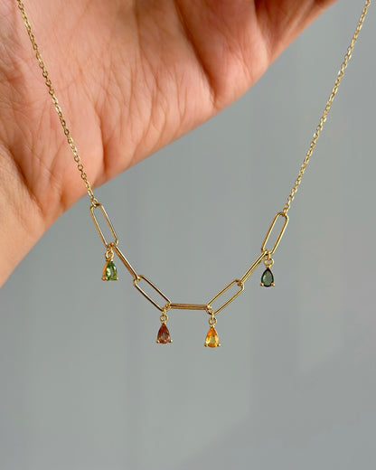 Fancy Sapphire Gold-plated Sterling Silver Necklace