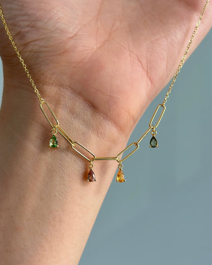 Fancy Sapphire Gold-plated Sterling Silver Necklace