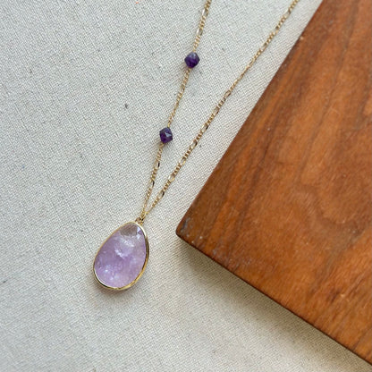 Amethyst Asymmetric Gold-plated Long Necklace