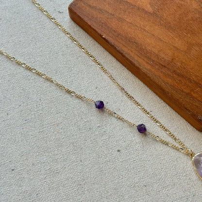 Amethyst Asymmetric Gold-plated Long Necklace