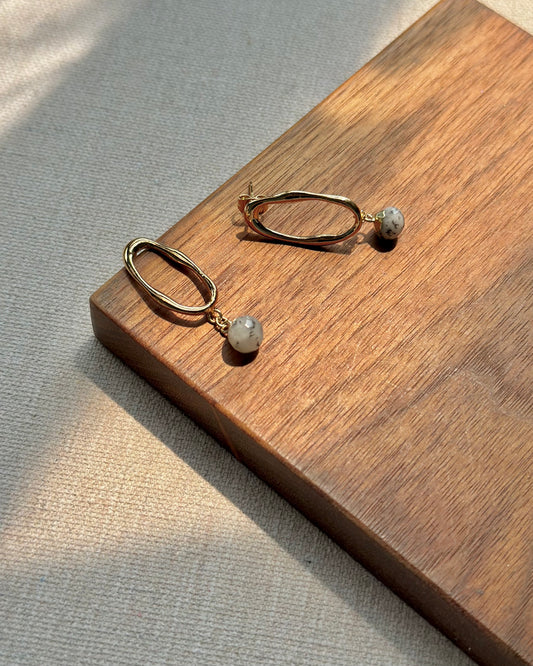 Dendritic Agate Cutout Gold-plated Earring