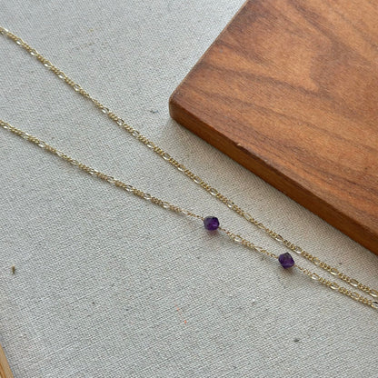 Amethyst Asymmetric Gold-plated Long Necklace
