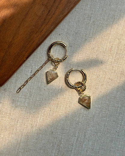 Copper Rutilated Quartz Multi-way Gold-plated Ear Hoop