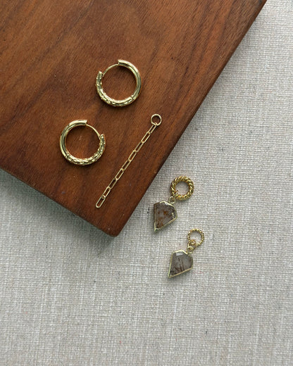 Copper Rutilated Quartz Multi-way Gold-plated Ear Hoop