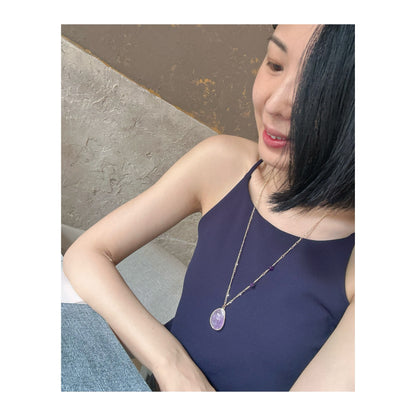 Amethyst Asymmetric Gold-plated Long Necklace