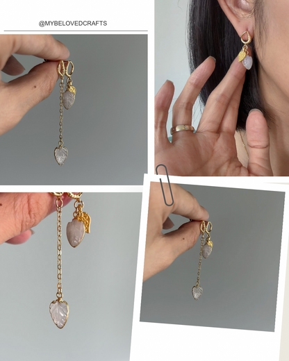 Moonstone Leaves Asymmetric Gold-plated Earring
