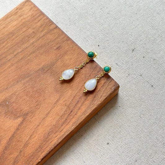Two-way Turquoise And Moonstone Ear Stud