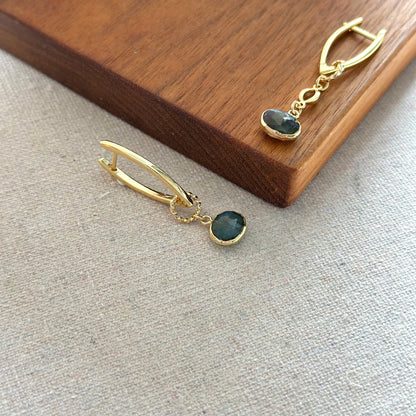 Labradorite Asymmetric Two Way Gold-plated Ear Hoop