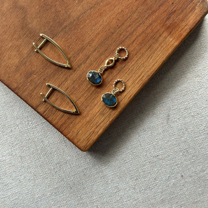 Labradorite Asymmetric Two Way Gold-plated Ear Hoop