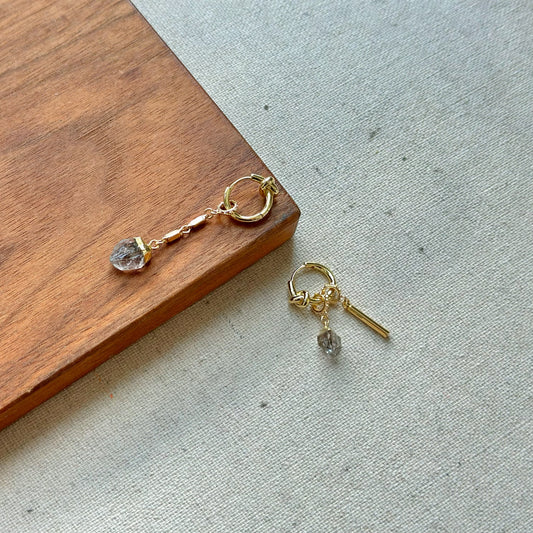 Multi-way Herkimer Diamond Gold-plated Ear Hoop