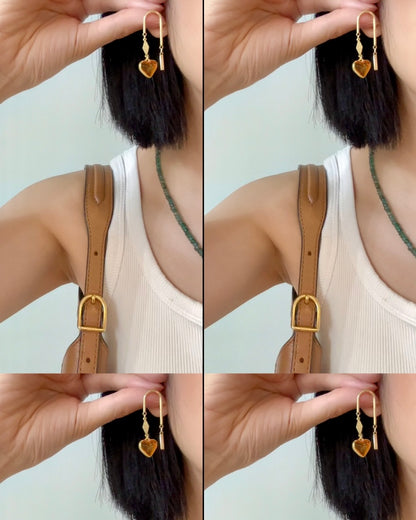 Amber Heart U-shaped Gold-plated Earring