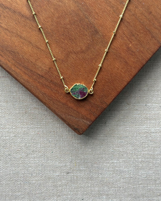 Ruby Zoisite Dotty Chain Gold-plated Necklace
