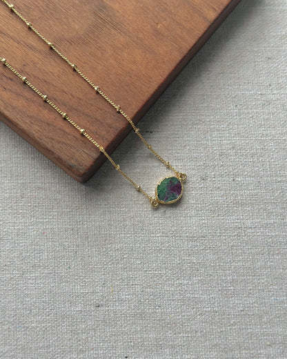 Ruby Zoisite Dotty Chain Gold-plated Necklace