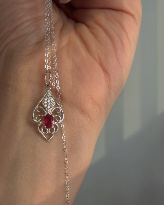 Ruby Sterling Silver Necklace