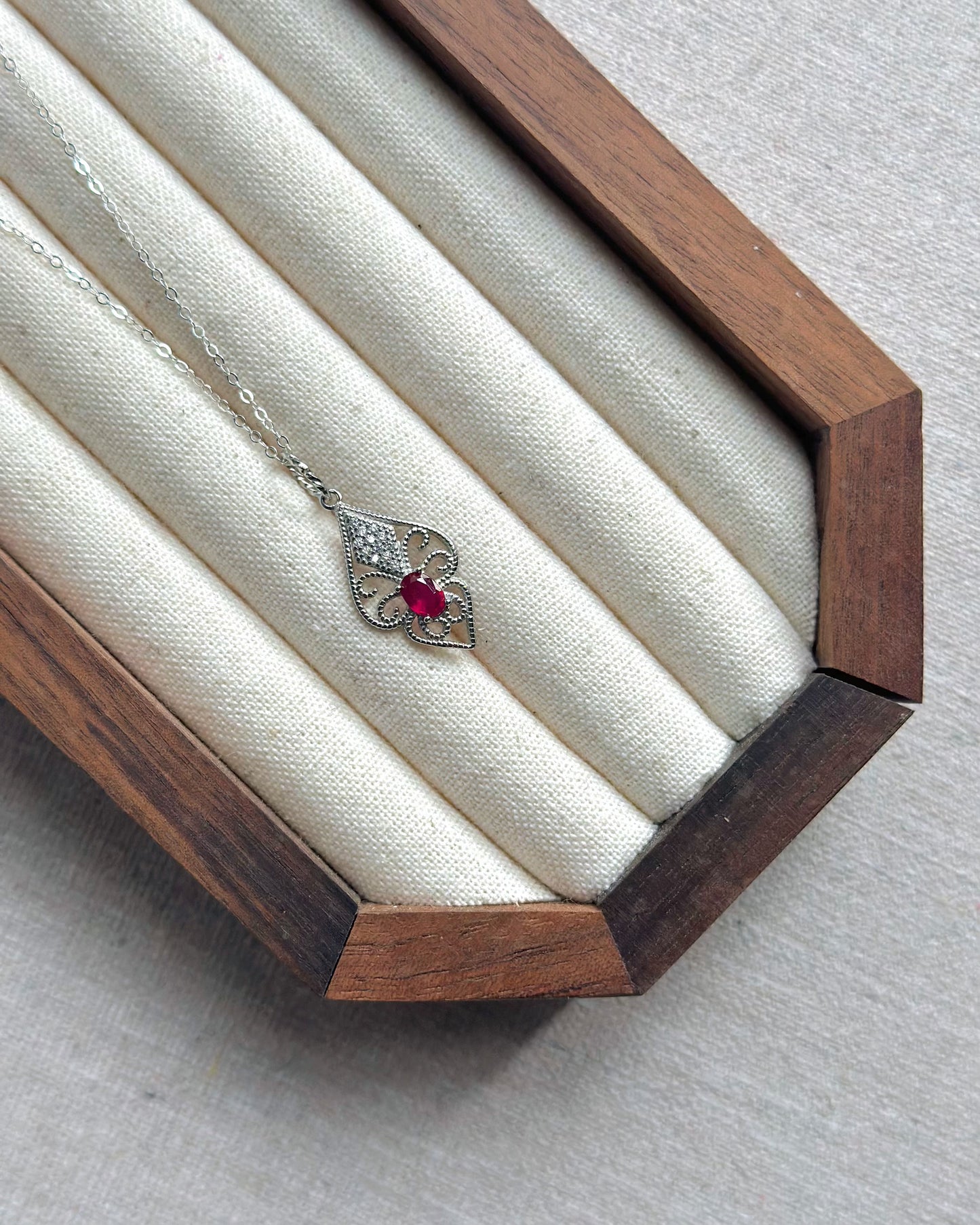 Ruby Sterling Silver Necklace