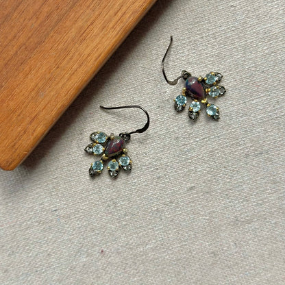 Black Opal And Aquamarine Gold-plated Earring
