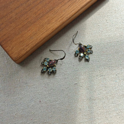 Black Opal And Aquamarine Gold-plated Earring