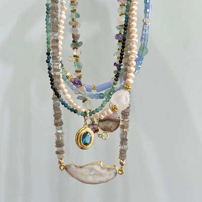 Freshwater Pearl Beaded And Moonstone Heart Necklace