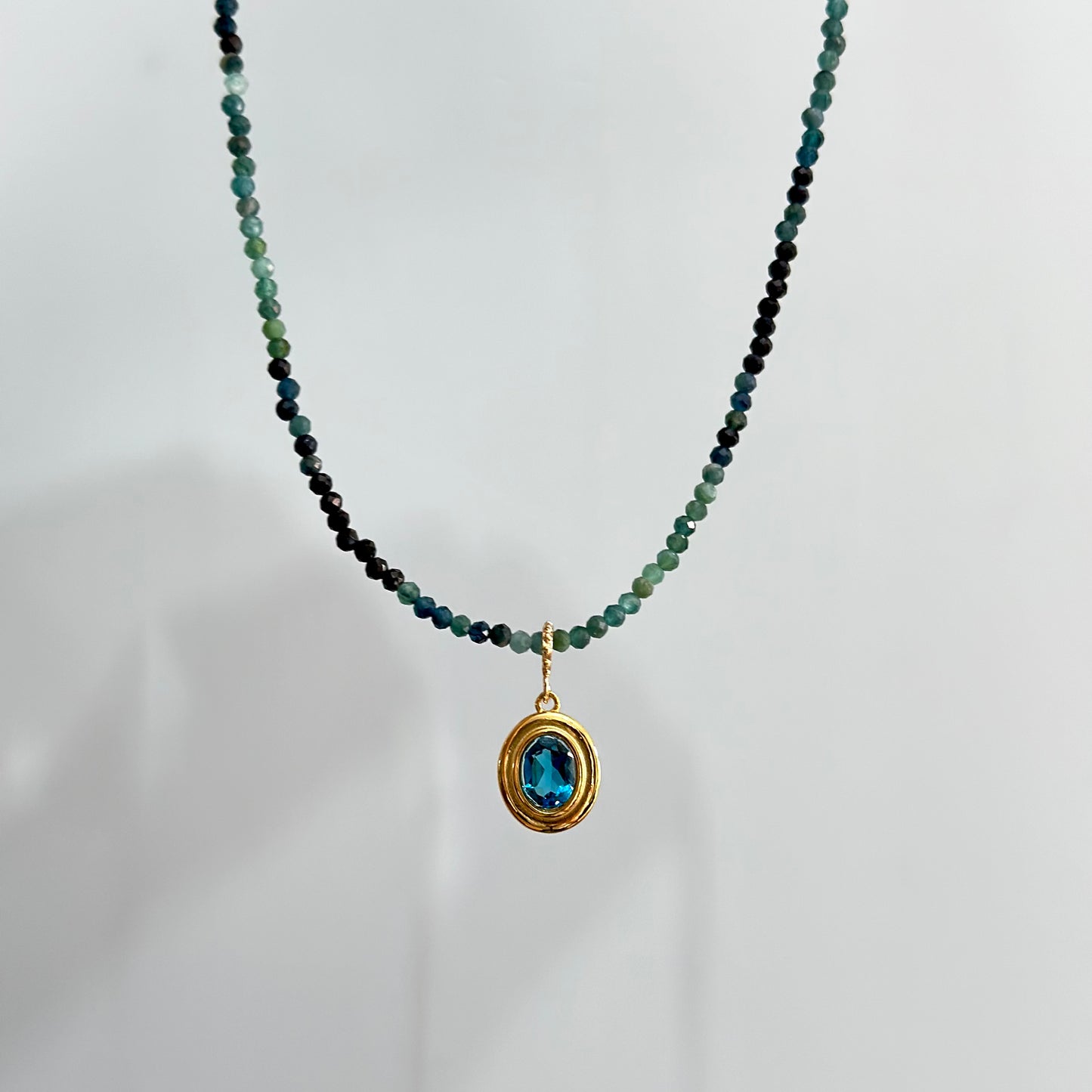 Blue Tourmaline Beaded And Topaz Necklace