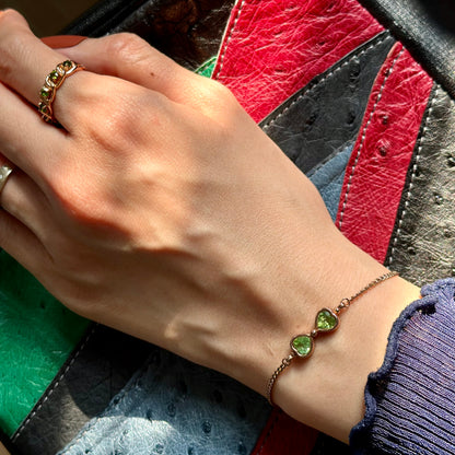 CHRISTMAS SET (2 ITEMS) Peridot Bracelet & Diopside Rose Gold-plated Ring
