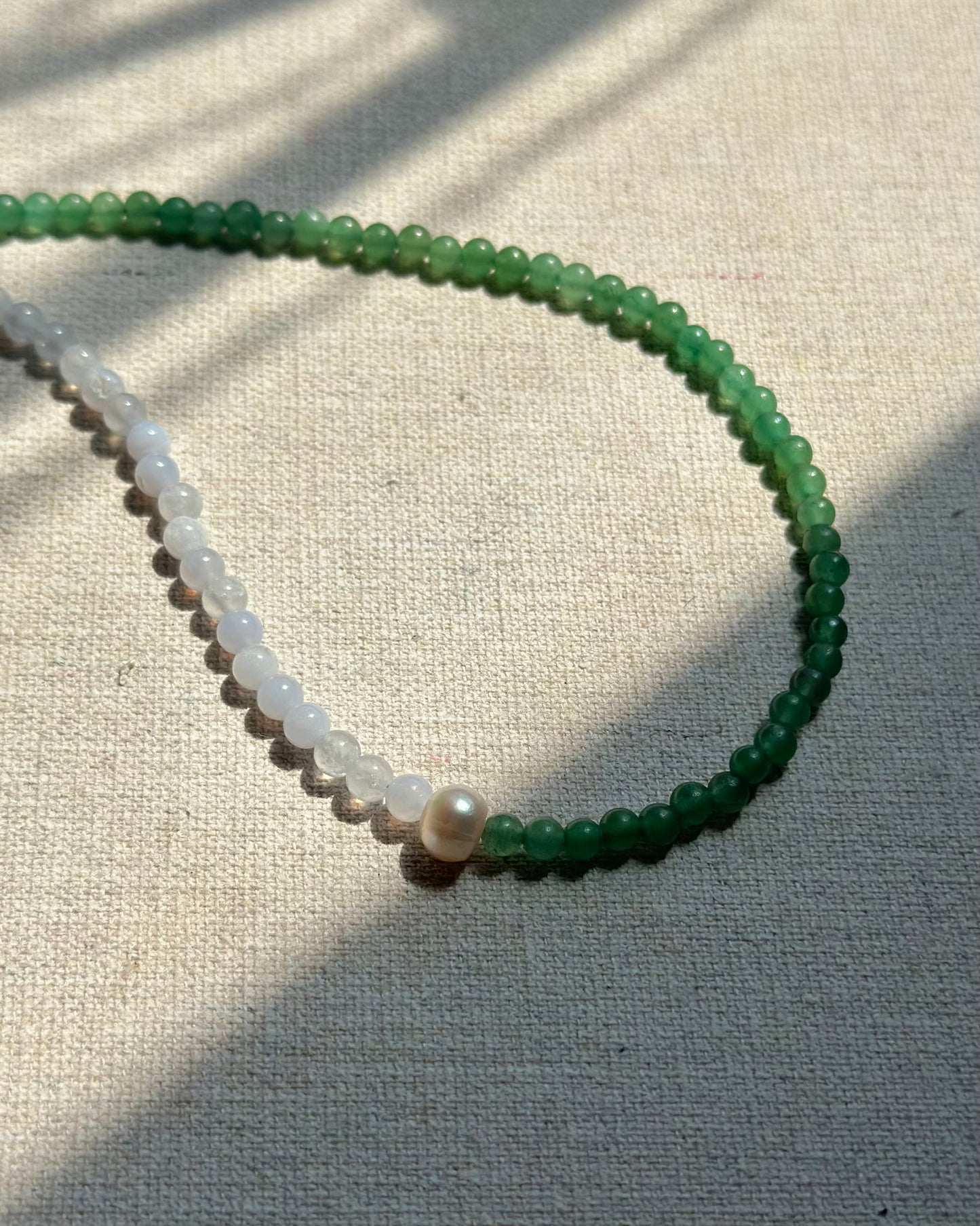 Green Aventurine And Blue Lace Agate Beaded Necklace