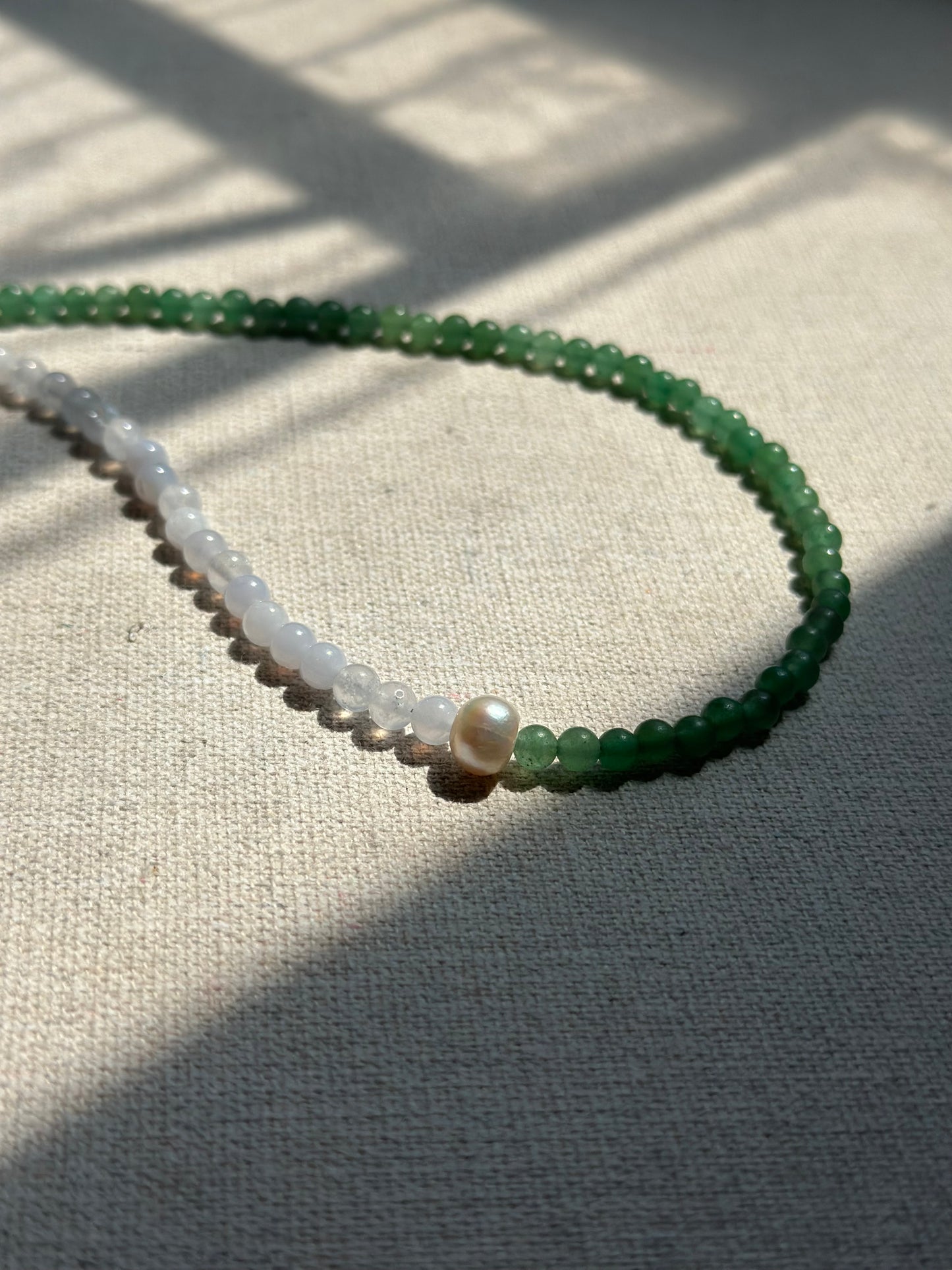 Green Aventurine And Blue Lace Agate Beaded Necklace