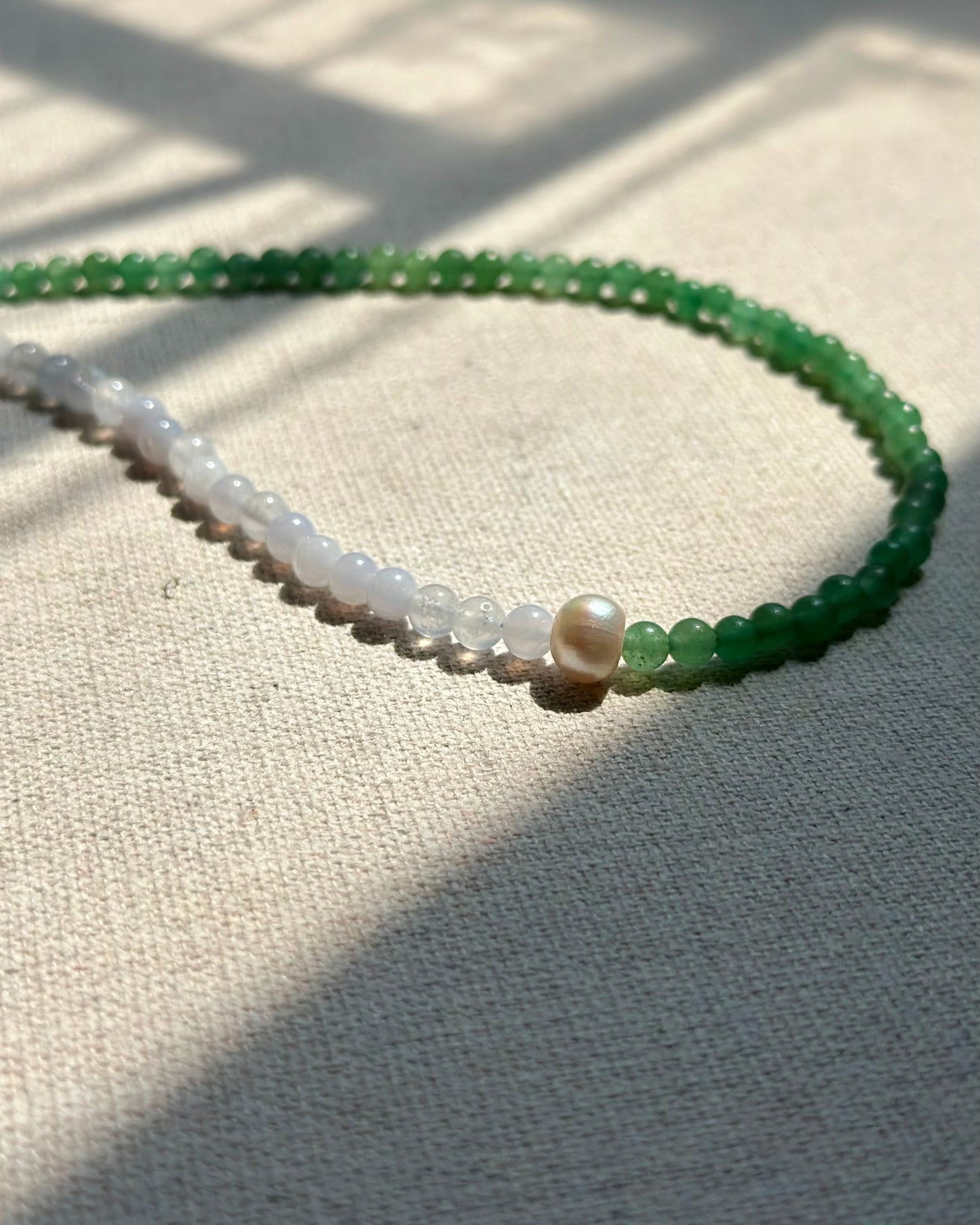 Green Aventurine And Blue Lace Agate Beaded Necklace