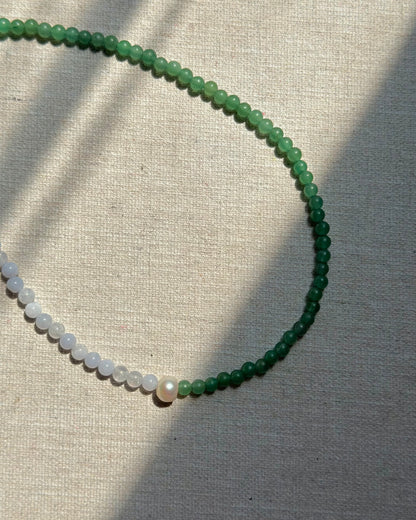Green Aventurine And Blue Lace Agate Beaded Necklace