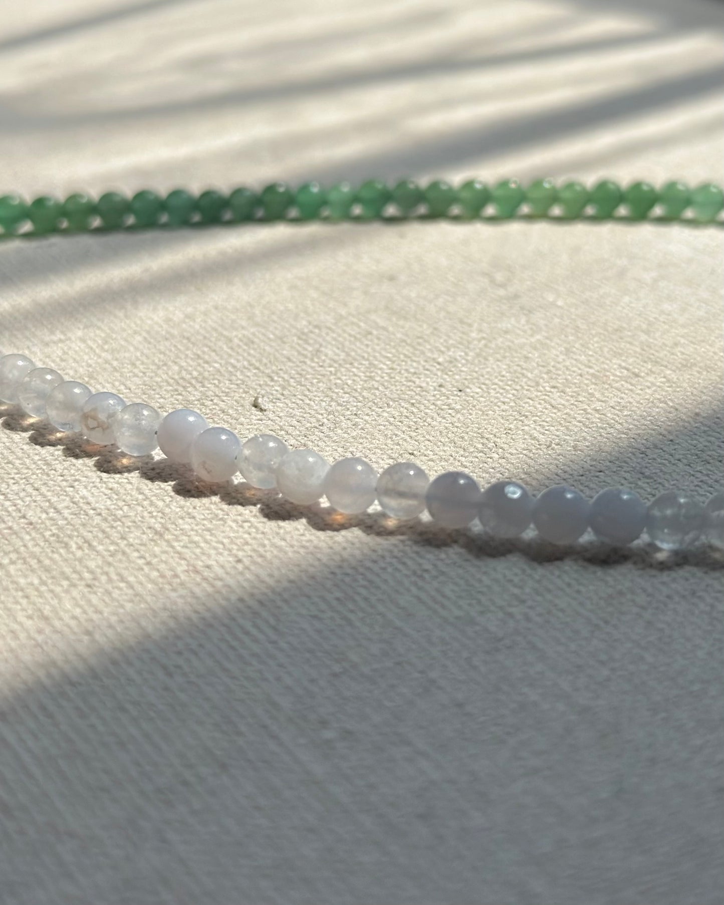 Green Aventurine And Blue Lace Agate Beaded Necklace