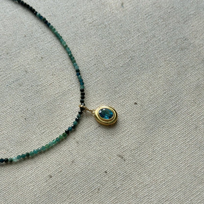 Blue Tourmaline Beaded And Topaz Necklace