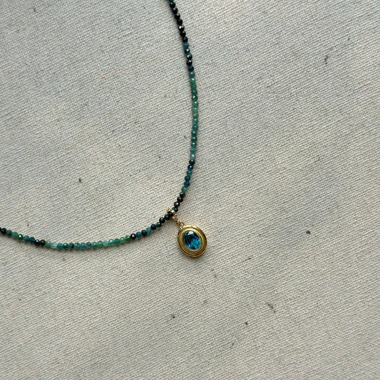 Blue Tourmaline Beaded And Topaz Necklace