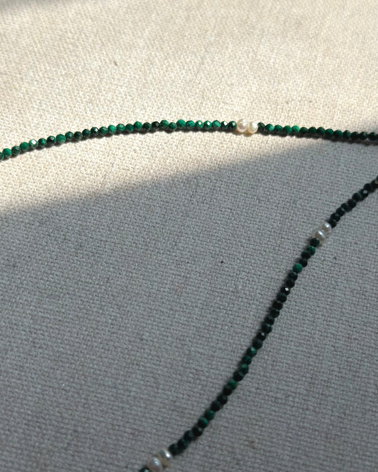 Malachite And Baroque Pearl Beaded Necklace