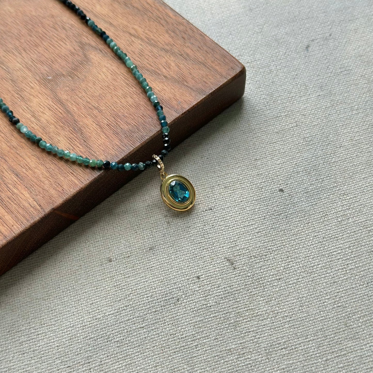 Blue Tourmaline Beaded And Topaz Necklace