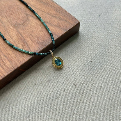 Blue Tourmaline Beaded And Topaz Necklace