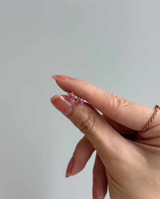 Ruby Star 10K Solid Rose Gold Ear Stud