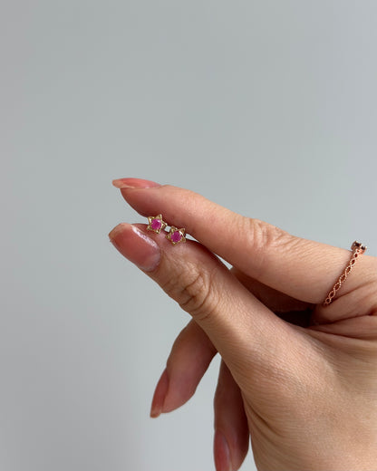 Ruby Star 10K Solid Rose Gold Ear Stud