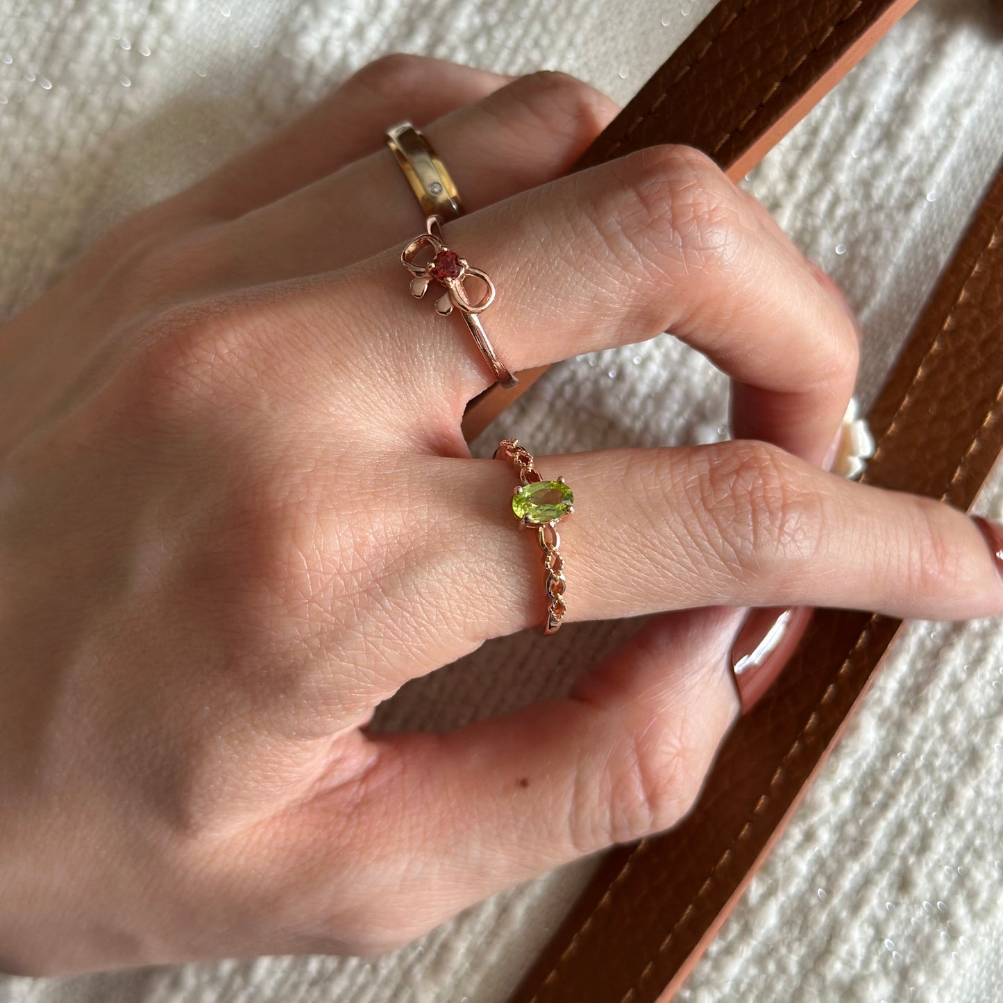 Peridot Rose Gold-plated Sterling Silver Adjustable Ring