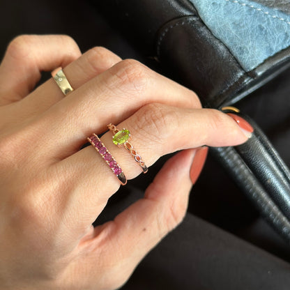 Peridot Rose Gold-plated Sterling Silver Adjustable Ring