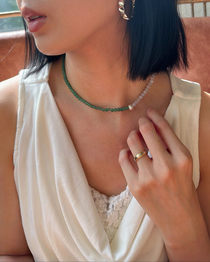 Green Aventurine And Blue Lace Agate Beaded Necklace