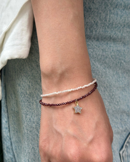 Garnet Beaded And Star Druzy Bracelet